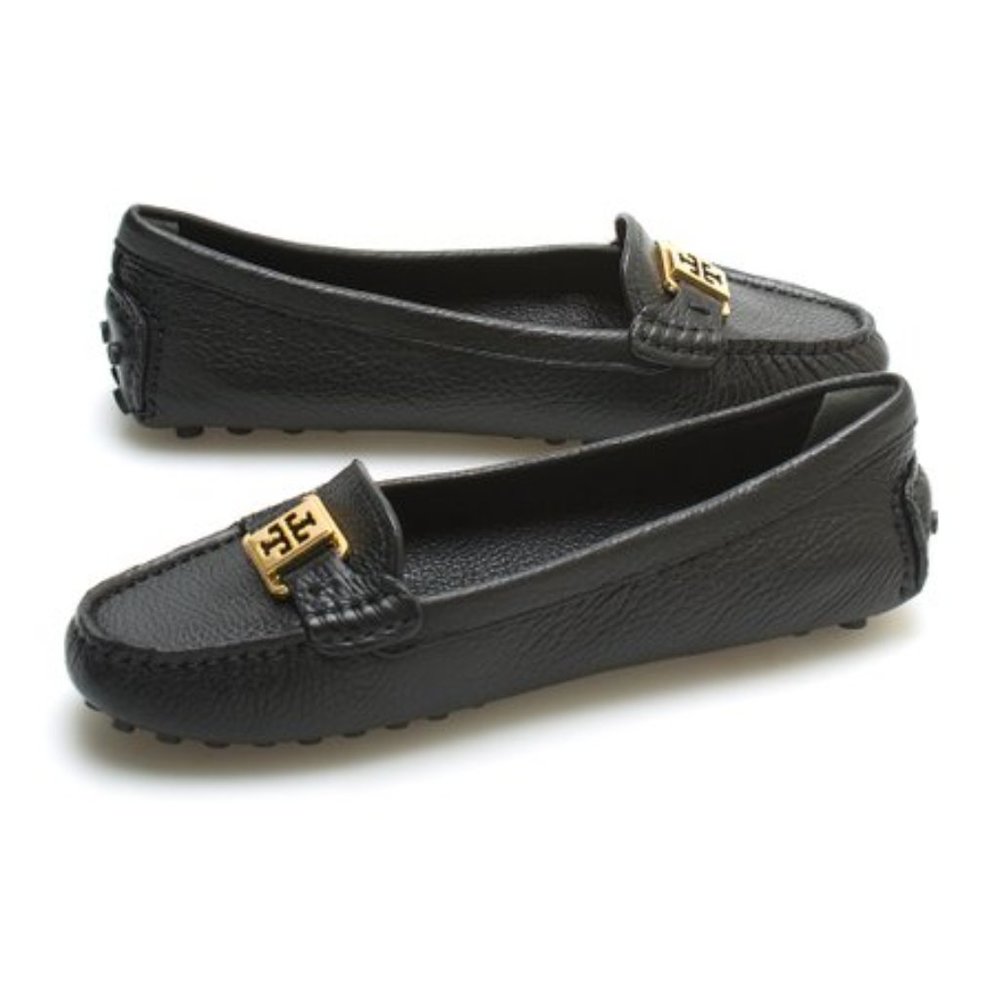 Tory Burch | Black Pebble Kendrick Tumbled Leather Driving Loafer  | Size 8 - Picture 2 of 5